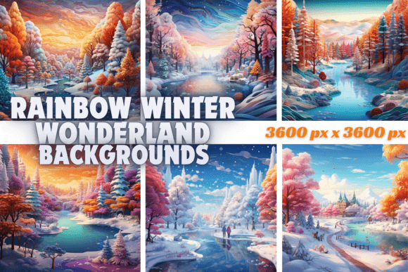 Enchanting Rainbow Winter Wonderland Backgrounds