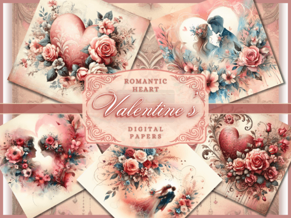 Romantic Design with Love Floral Heart Valentines Backgrounds