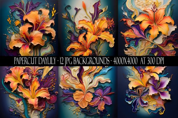 Stunning Paper Cut Daylily Backgrounds for Creatives