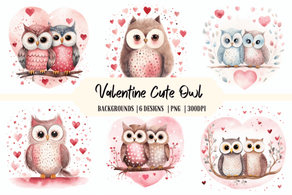 Valentine Cute Owl Backgrounds: A Designer's Charming Asset