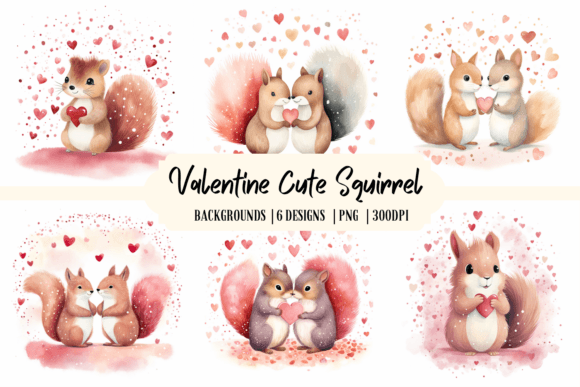 Valentine Cute Squirrel Backgrounds for Creative Projects