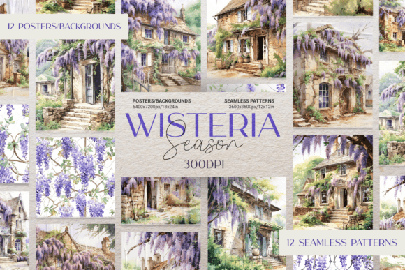 Wisteria Season: Elegant Backgrounds & Patterns